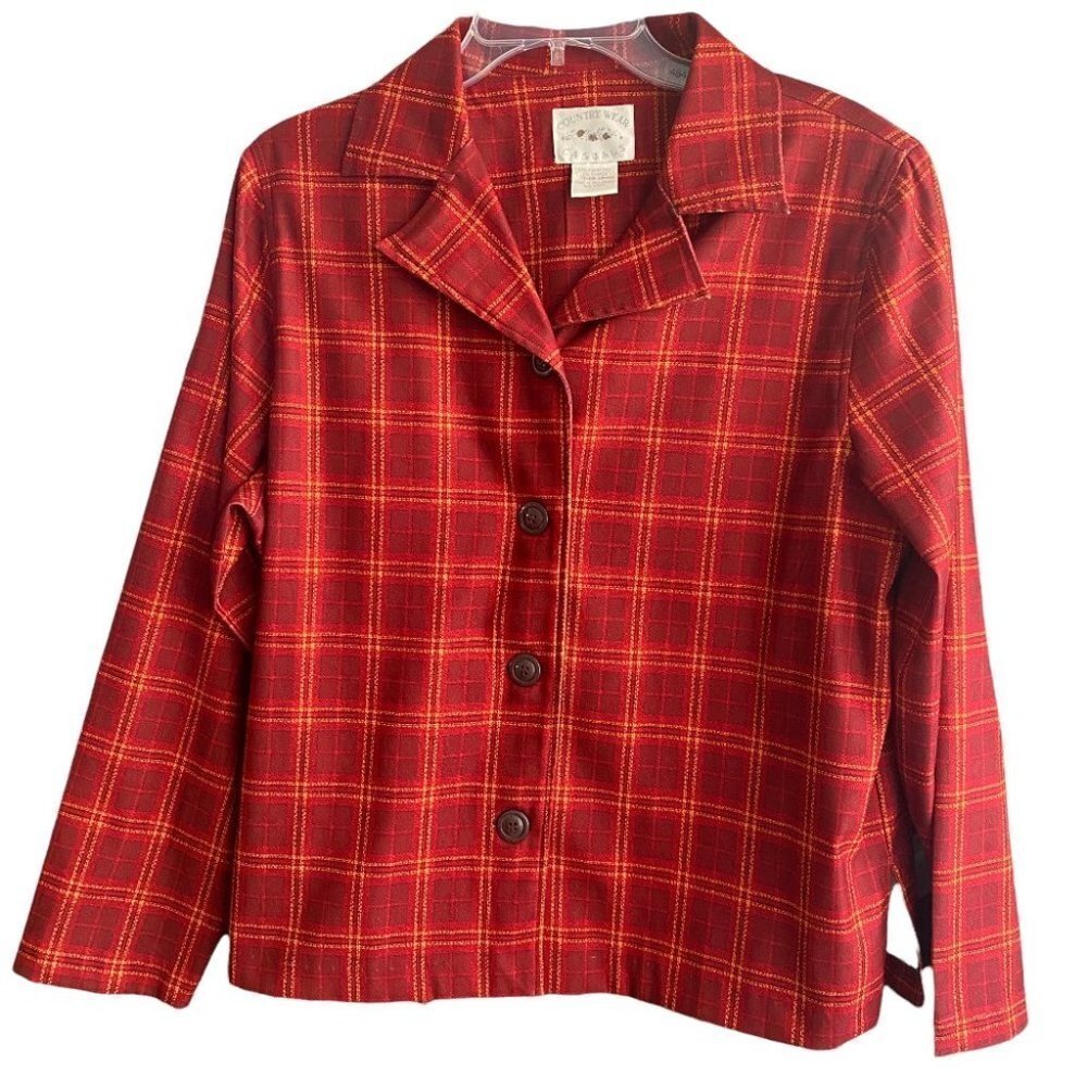 Country Wear Casuals Oversized Plaid Blouse Jacket